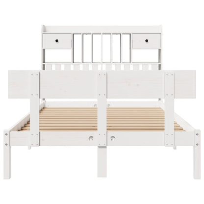 vidaXL Massivholzbett mit Regal ohne Matratze Weiß 135x190 cm Kiefer
