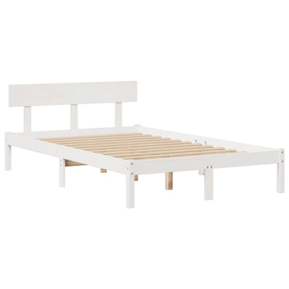 vidaXL Massivholzbett mit Regal ohne Matratze Weiß 135x190 cm Kiefer