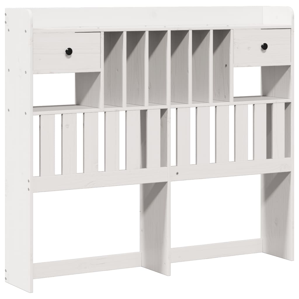 vidaXL Massivholzbett mit Regal ohne Matratze Weiß 135x190 cm Kiefer
