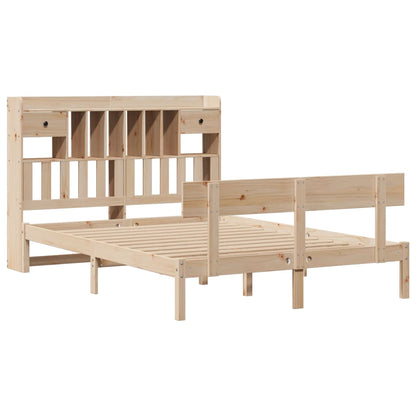 vidaXL Massivholzbett mit Regal ohne Matratze 140x190 cm Kiefernholz