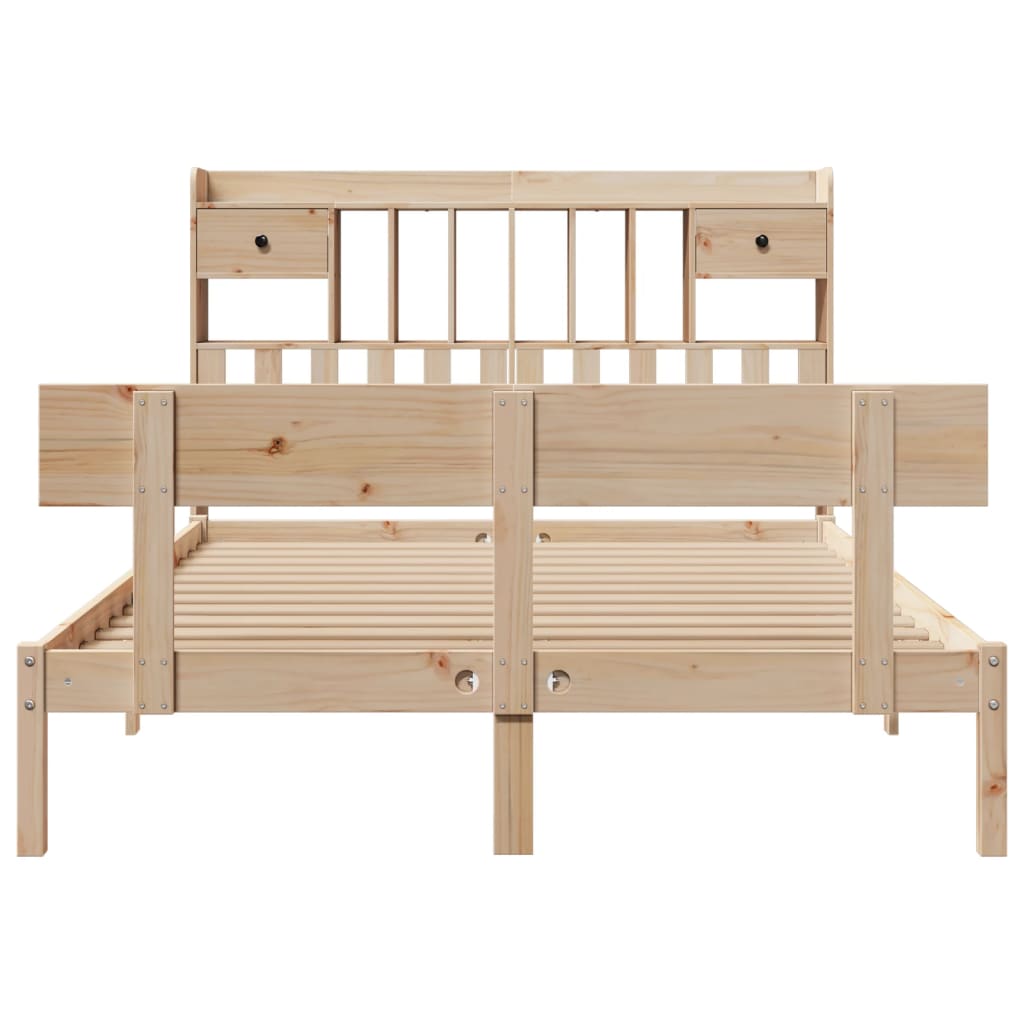 vidaXL Massivholzbett mit Regal ohne Matratze 140x190 cm Kiefernholz
