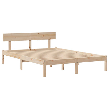 vidaXL Massivholzbett mit Regal ohne Matratze 140x190 cm Kiefernholz