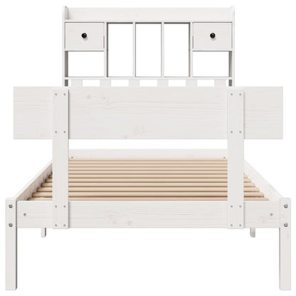vidaXL Massivholzbett mit Regal ohne Matratze Weiß 90x200 cm Kiefer
