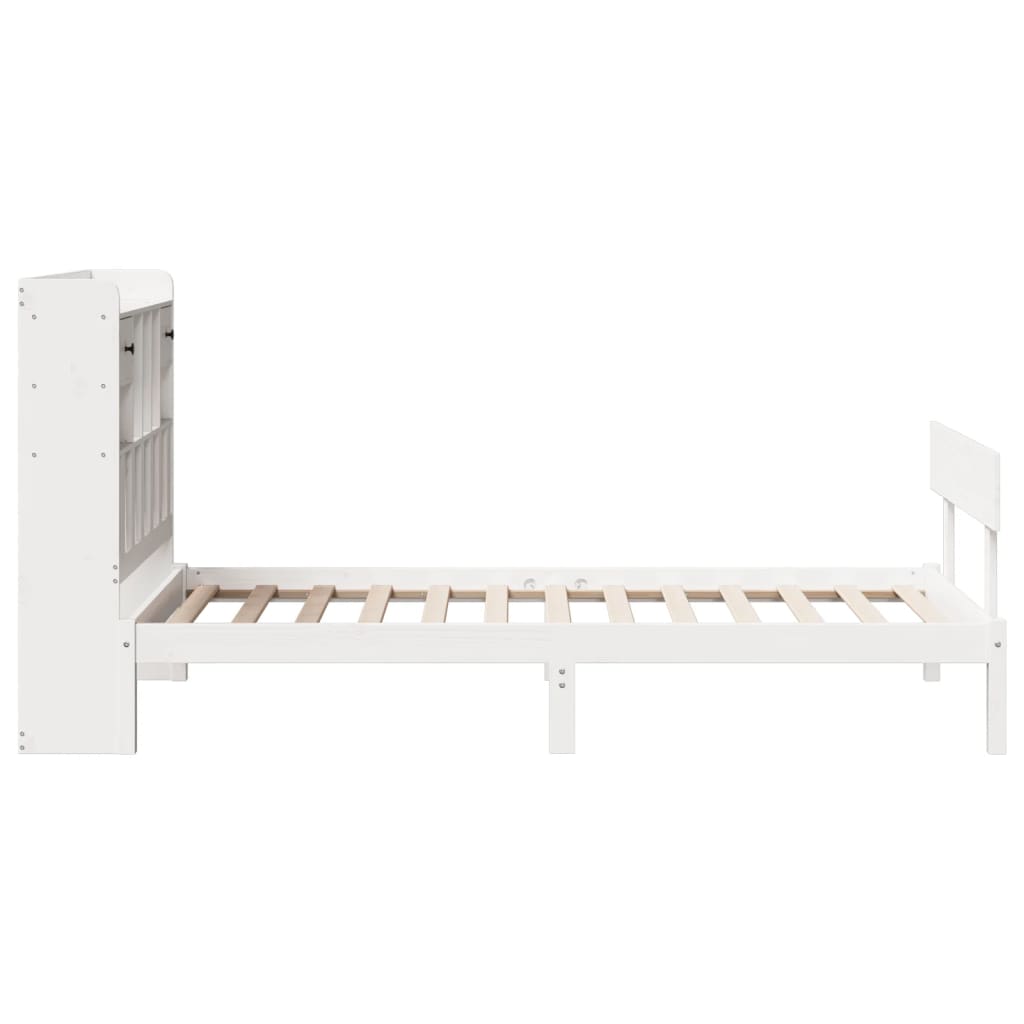 vidaXL Massivholzbett mit Regal ohne Matratze Weiß 90x200 cm Kiefer
