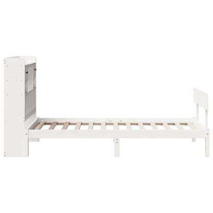 vidaXL Massivholzbett mit Regal ohne Matratze Weiß 90x200 cm Kiefer