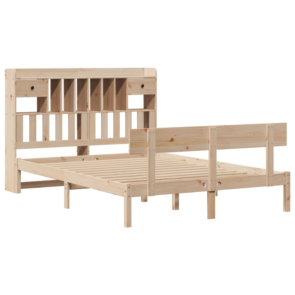 vidaXL Massivholzbett mit Regal ohne Matratze 140x200 cm Kiefernholz