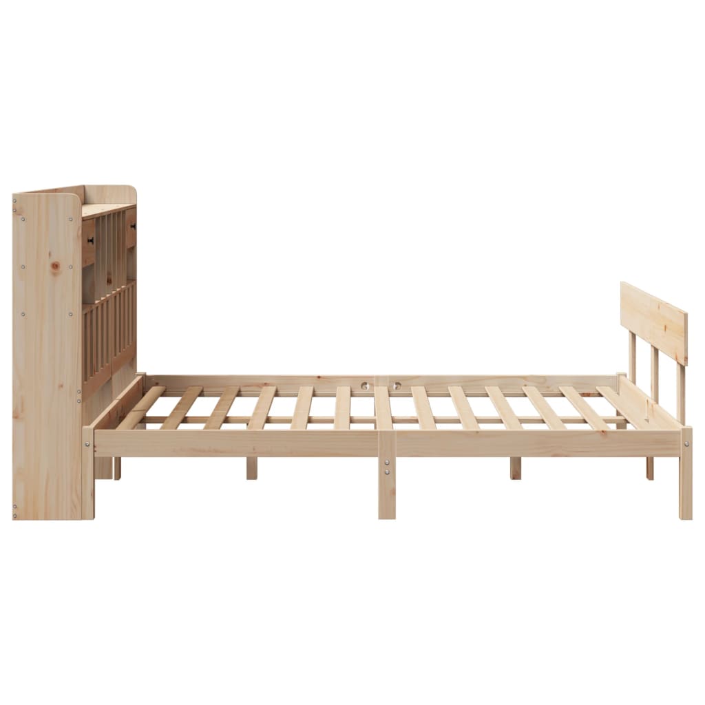 vidaXL Massivholzbett mit Regal ohne Matratze 140x200 cm Kiefernholz