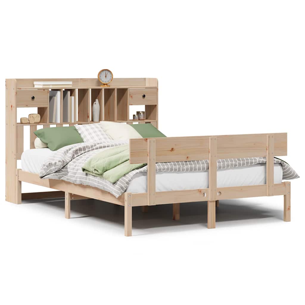 vidaXL Massivholzbett mit Regal ohne Matratze 150x200 cm Kiefernholz