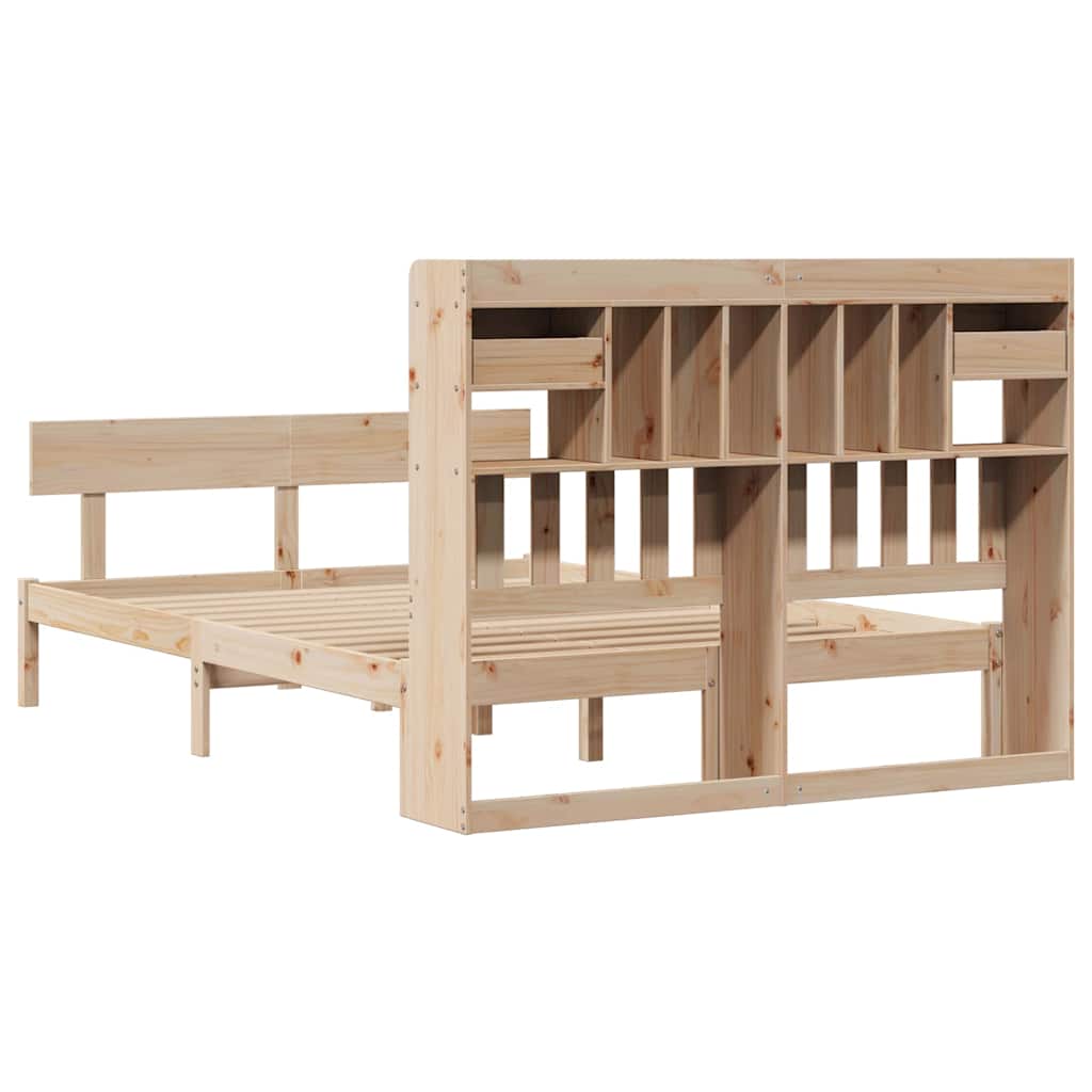 vidaXL Massivholzbett mit Regal ohne Matratze 150x200 cm Kiefernholz