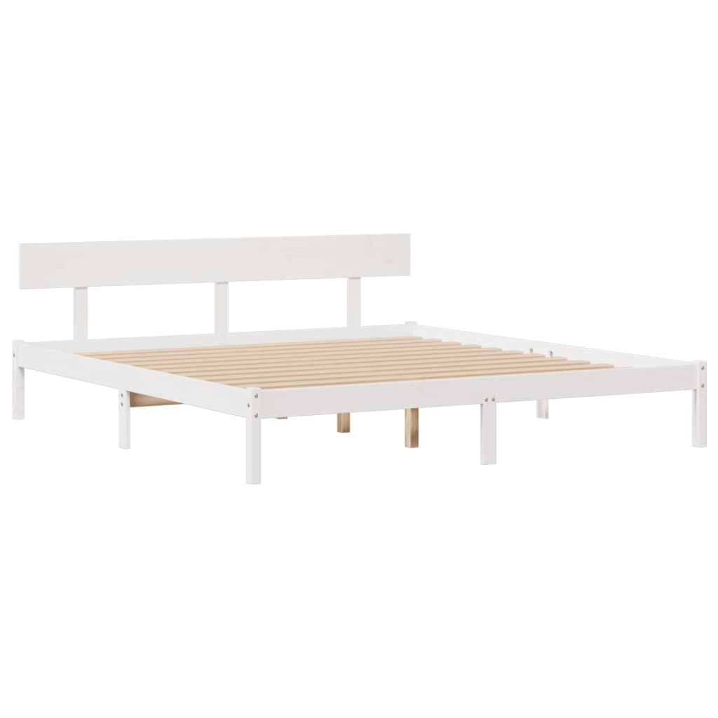 vidaXL Massivholzbett mit Regal ohne Matratze Weiß 180x200 cm Kiefer