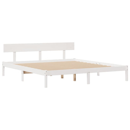 vidaXL Massivholzbett mit Regal ohne Matratze Weiß 180x200 cm Kiefer