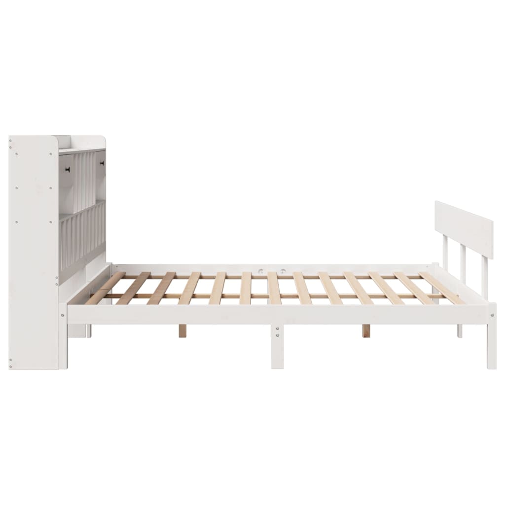 vidaXL Massivholzbett mit Regal ohne Matratze Weiß 180x200 cm Kiefer