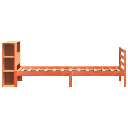 vidaXL Massivholzbett mit Regal ohne Matratze Wachsbraun 75x190 cm