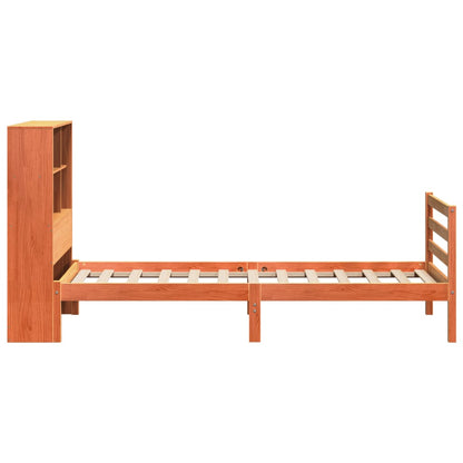 vidaXL Massivholzbett mit Regal ohne Matratze Wachsbraun 100x200 cm