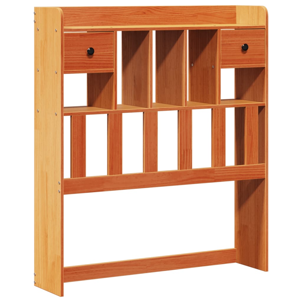 vidaXL Lit en bois massif avec étagère sans matelas Marron miel 100x200 cm