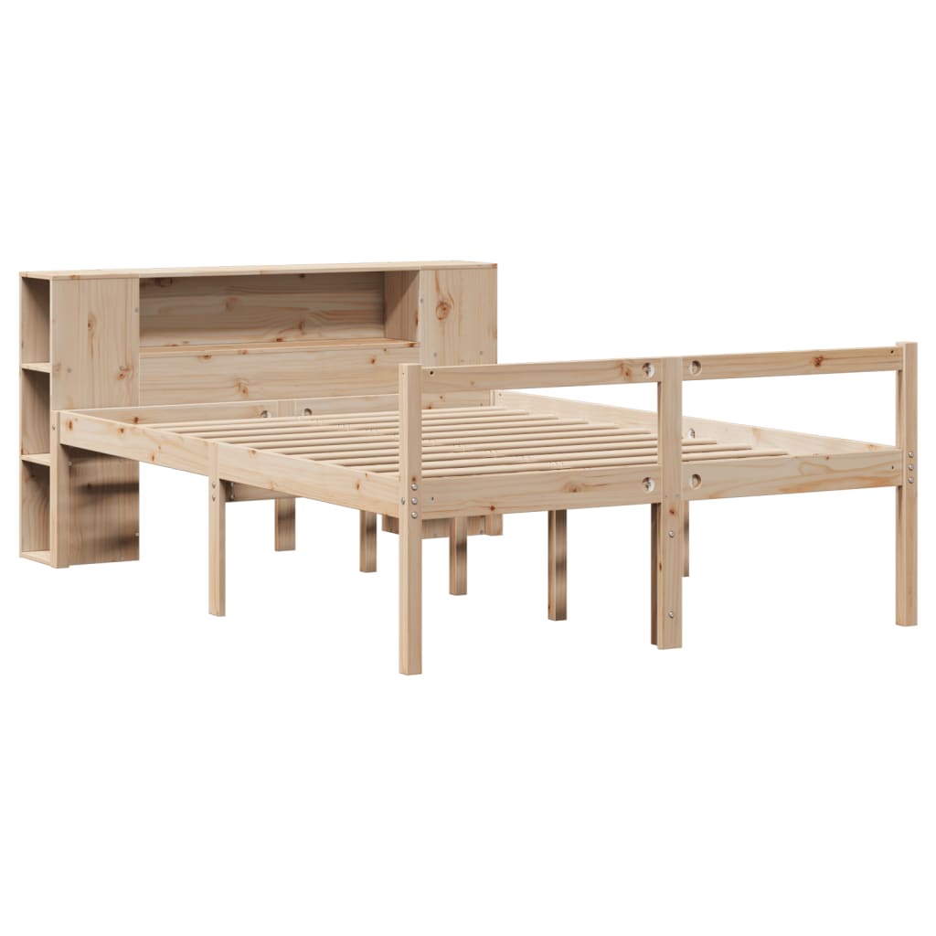 vidaXL Massivholzbett mit Regal ohne Matratze 135x190 cm Kiefernholz