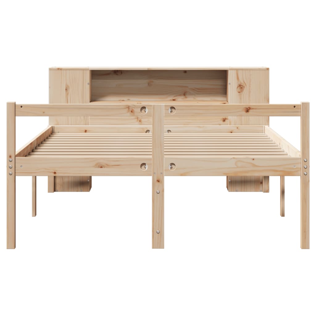 vidaXL Massivholzbett mit Regal ohne Matratze 135x190 cm Kiefernholz