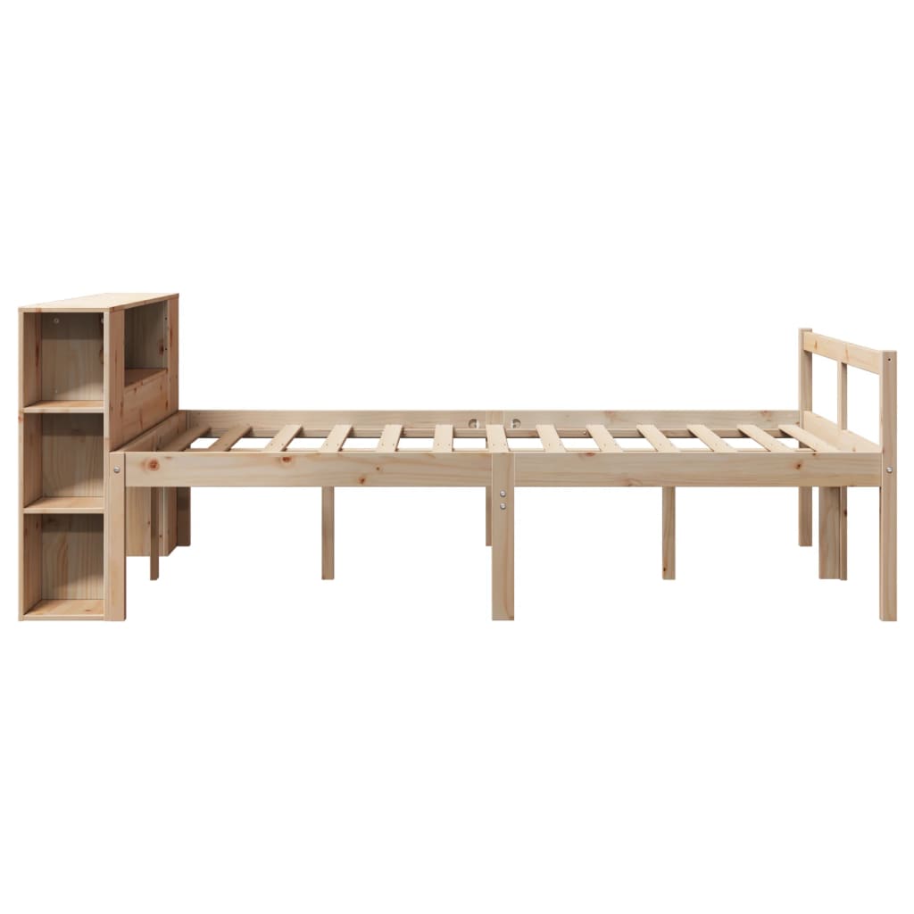 vidaXL Massivholzbett mit Regal ohne Matratze 135x190 cm Kiefernholz