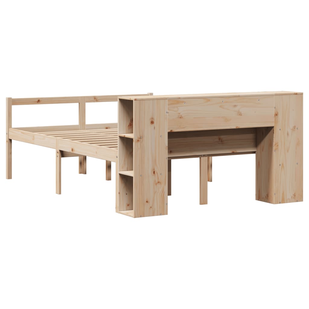 vidaXL Massivholzbett mit Regal ohne Matratze 135x190 cm Kiefernholz
