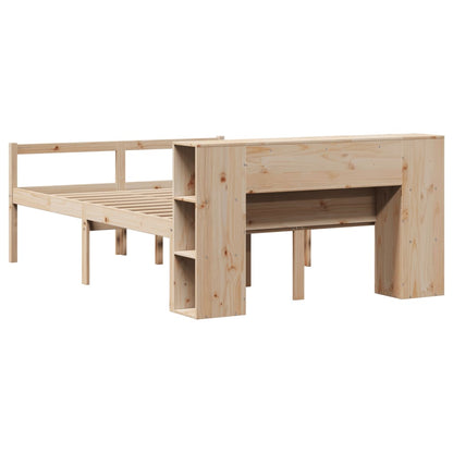 vidaXL Massivholzbett mit Regal ohne Matratze 135x190 cm Kiefernholz