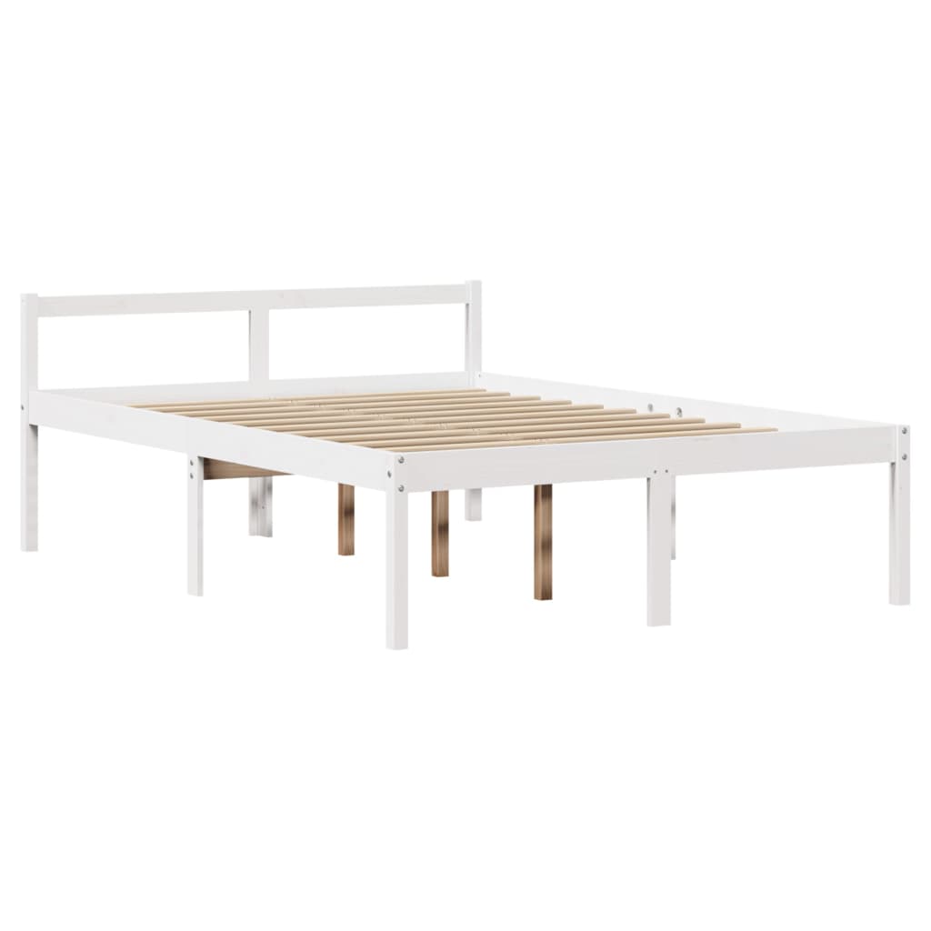 vidaXL Massivholzbett mit Regal ohne Matratze Weiß 120x200 cm Kiefer