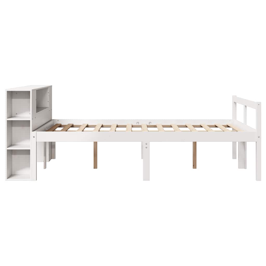 vidaXL Massivholzbett mit Regal ohne Matratze Weiß 160x200 cm Kiefer
