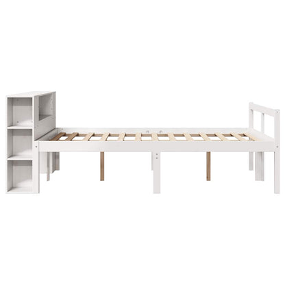 vidaXL Massivholzbett mit Regal ohne Matratze Weiß 160x200 cm Kiefer