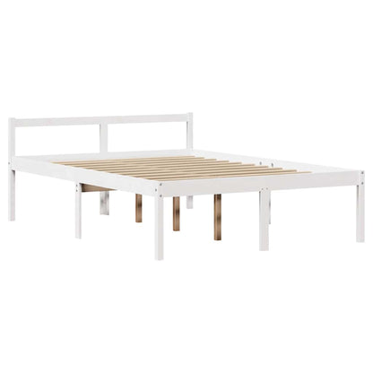 vidaXL Massivholzbett mit Regal ohne Matratze Weiß 160x200 cm Kiefer