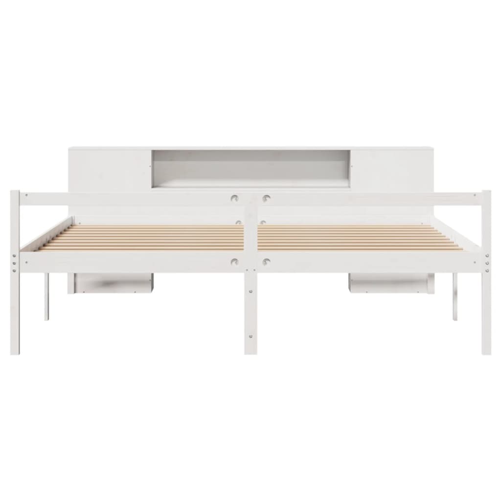 vidaXL Massivholzbett mit Regal ohne Matratze Weiß 200x200 cm Kiefer