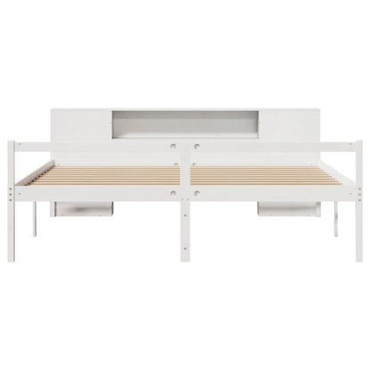 vidaXL Massivholzbett mit Regal ohne Matratze Weiß 200x200 cm Kiefer