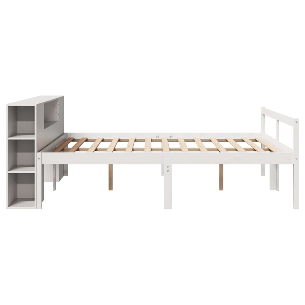 vidaXL Massivholzbett mit Regal ohne Matratze Weiß 200x200 cm Kiefer