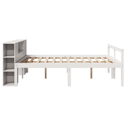 vidaXL Massivholzbett mit Regal ohne Matratze Weiß 200x200 cm Kiefer