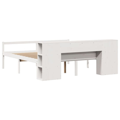 vidaXL Massivholzbett mit Regal ohne Matratze Weiß 200x200 cm Kiefer