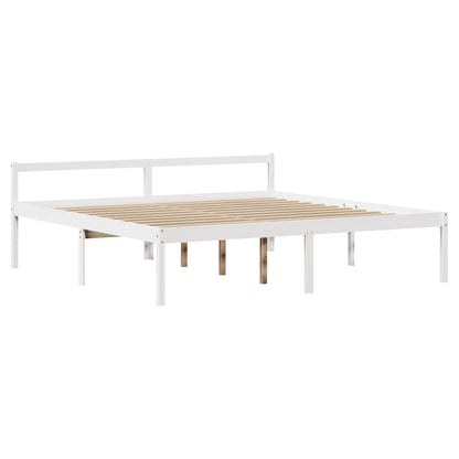 vidaXL Massivholzbett mit Regal ohne Matratze Weiß 200x200 cm Kiefer