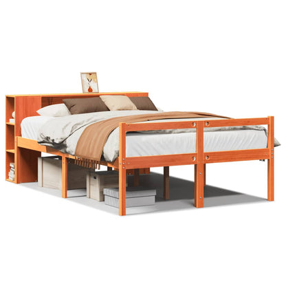 vidaXL Massivholzbett ohne Matratze Wachsbraun 135x190 cm Massivholz