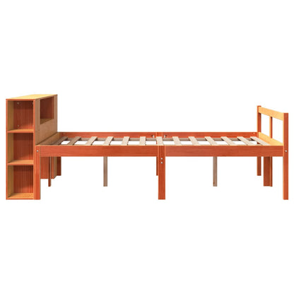 vidaXL Massivholzbett ohne Matratze Wachsbraun 135x190 cm Massivholz