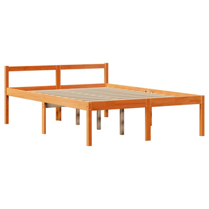 vidaXL Massivholzbett ohne Matratze Wachsbraun 135x190 cm Massivholz
