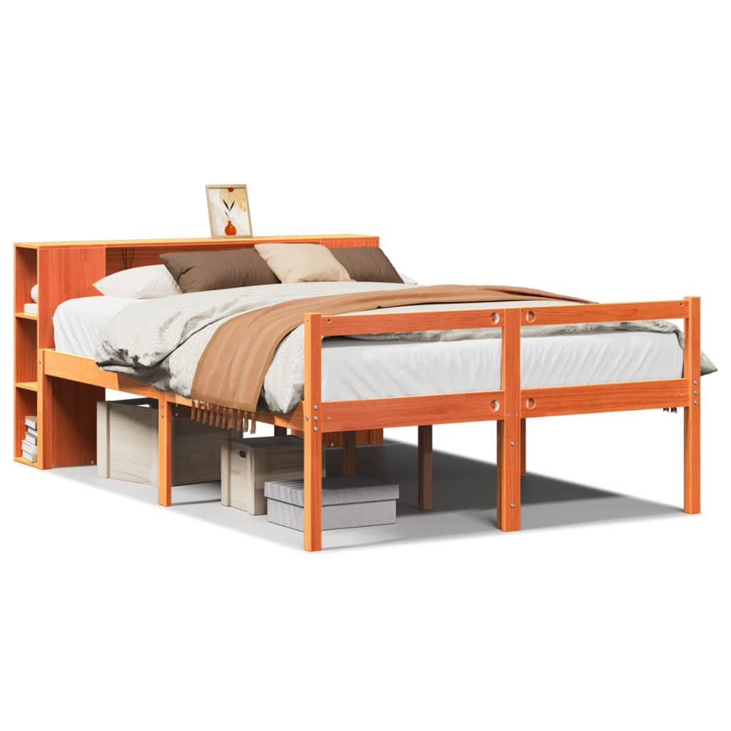 vidaXL Massivholzbett ohne Matratze Wachsbraun 140x190 cm Massivholz