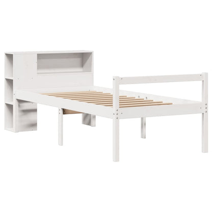 vidaXL Massivholzbett mit Regal ohne Matratze Weiß 75x190 cm Kiefer