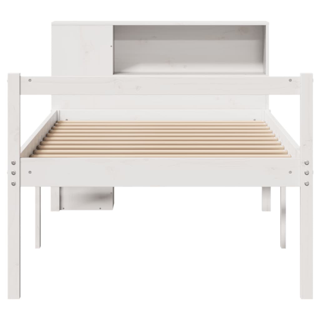 vidaXL Massivholzbett mit Regal ohne Matratze Weiß 75x190 cm Kiefer