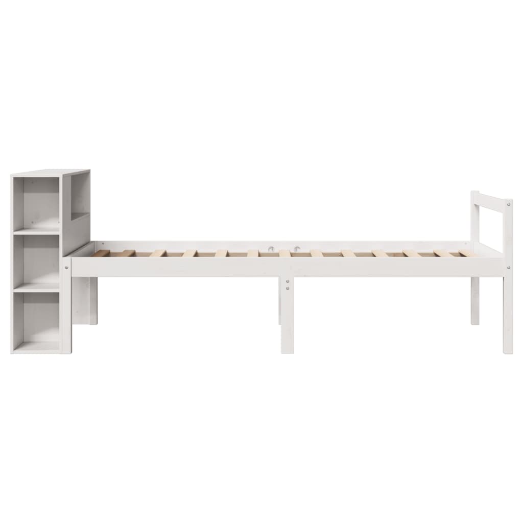 vidaXL Massivholzbett mit Regal ohne Matratze Weiß 75x190 cm Kiefer
