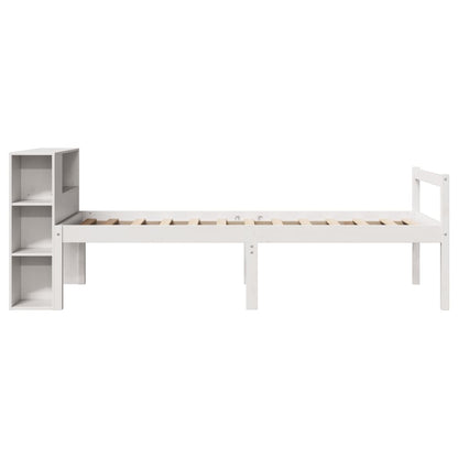 vidaXL Massivholzbett mit Regal ohne Matratze Weiß 75x190 cm Kiefer