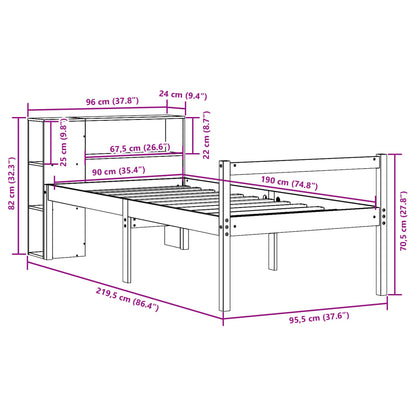 vidaXL Massivholzbett mit Regal ohne Matratze 90x190 cm Kiefer