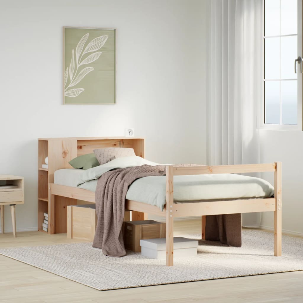 vidaXL Massivholzbett mit Regal ohne Matratze 90x190 cm Kiefer