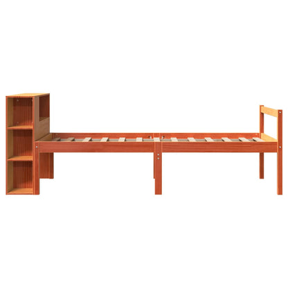 vidaXL Massivholzbett mit Regal ohne Matratze Wachsbraun 75x190 cm