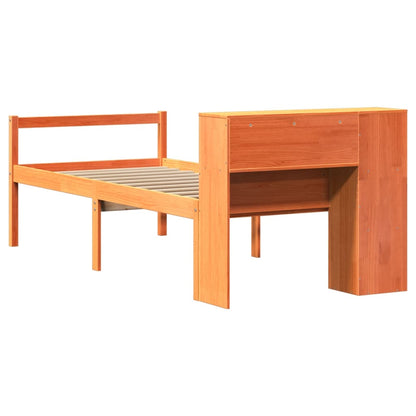 vidaXL Massivholzbett mit Regal ohne Matratze Wachsbraun 75x190 cm