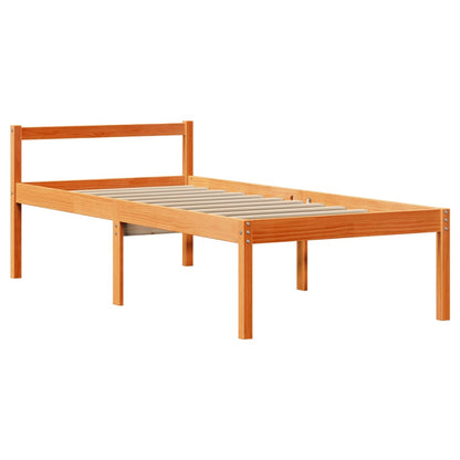 vidaXL Massivholzbett mit Regal ohne Matratze Wachsbraun 75x190 cm