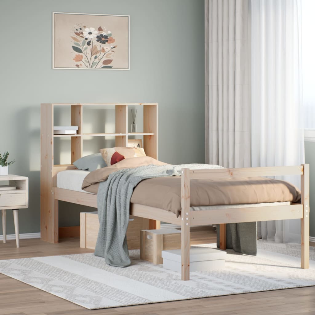 vidaXL Massivholzbett mit Regal ohne Matratze 90x190 cm Kiefer