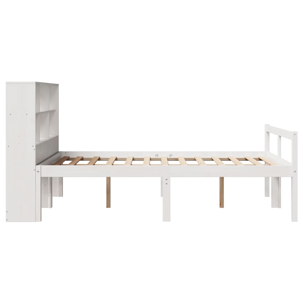 vidaXL Massivholzbett mit Regal ohne Matratze Weiß 140x190 cm Kiefer