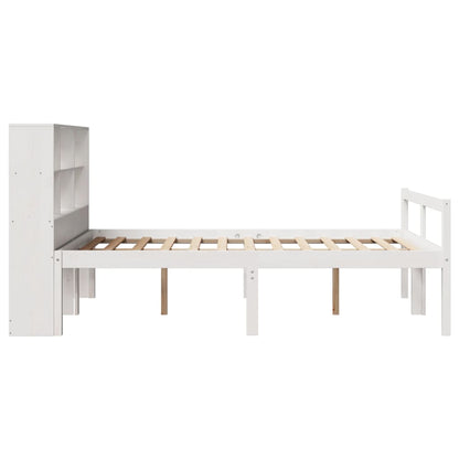 vidaXL Massivholzbett mit Regal ohne Matratze Weiß 140x190 cm Kiefer
